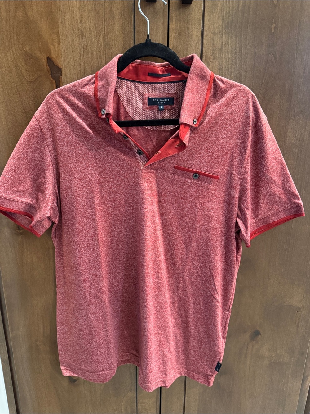 Ted Baker Heathered Red Short-Sleeve Polo
